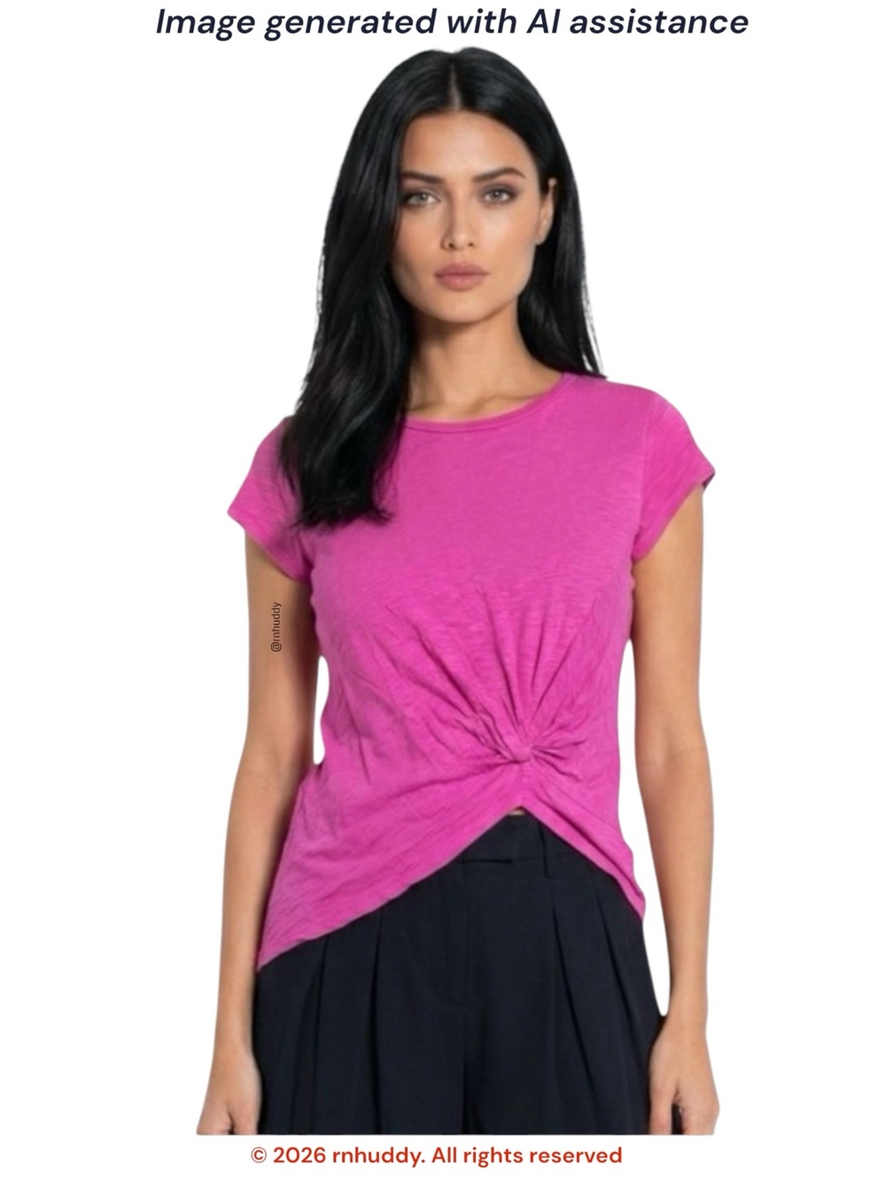 Express L pink twist hem short sleeve T-shirt